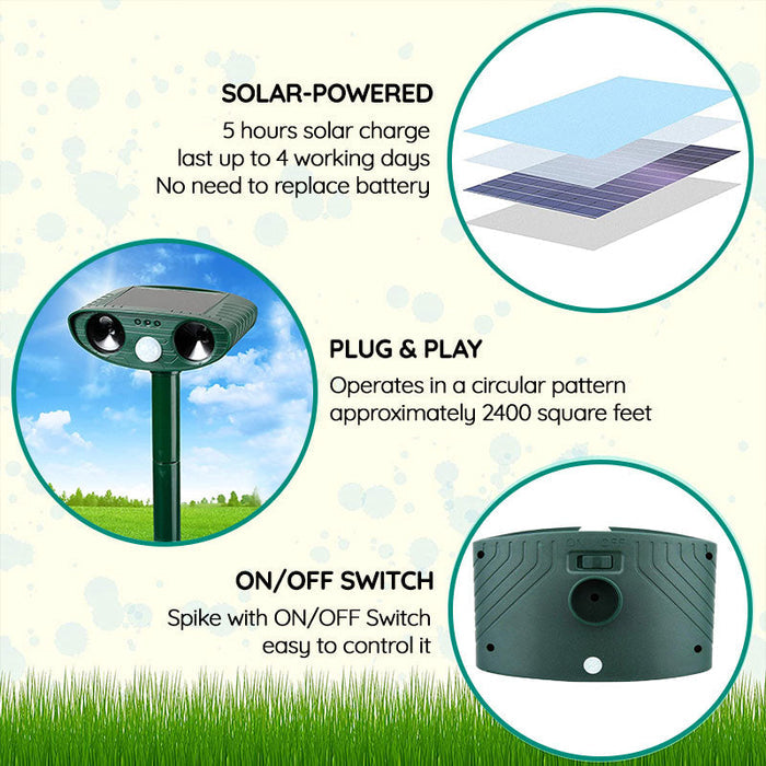 Frendorf |  Waschbär Outdoor Ultrasonic Repeller - Solarbetriebener Ultrasonic Tier- und Schädlingabwehr - Befreien Sie sich innerhalb von 48 Stunden von Waschbären