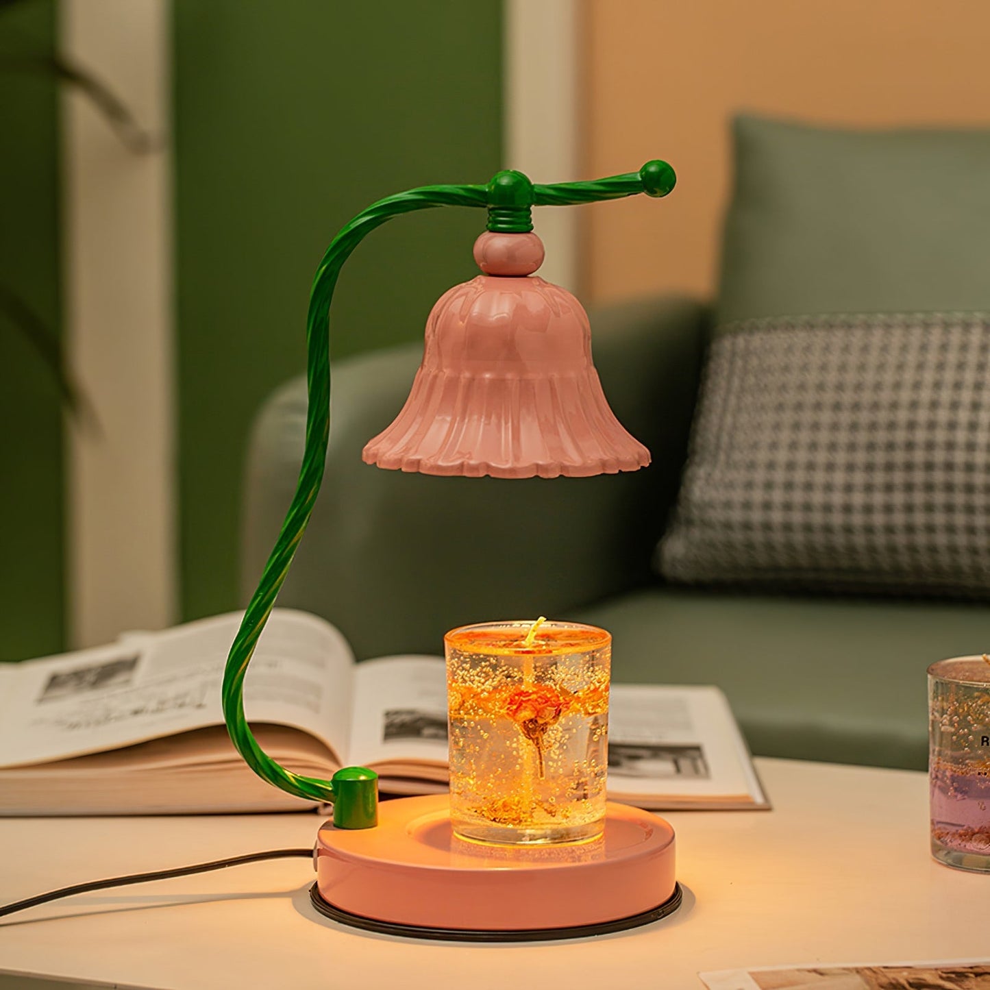 Frendorf | BloomAura – Charmante rosa Glas-Tischlampe