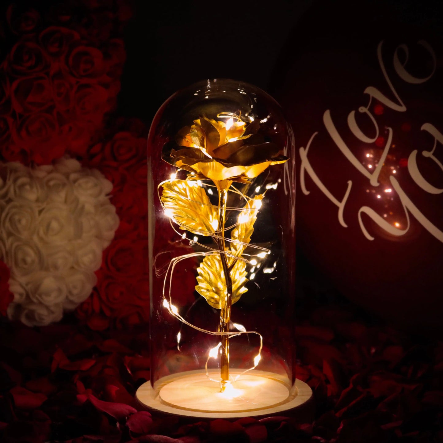 Frendorf | StarBloom Ewige Rose Lampe | LED-Galaxie-Licht | Romantische Dekoration | Perfektes Geschenk