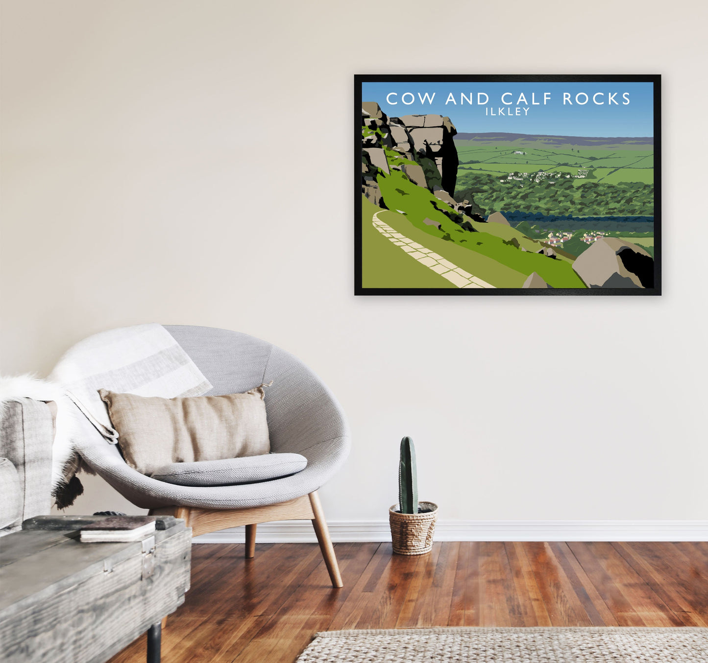 Kuh und Kalb Felsen Ilkley Gerahmter Digitaldruck