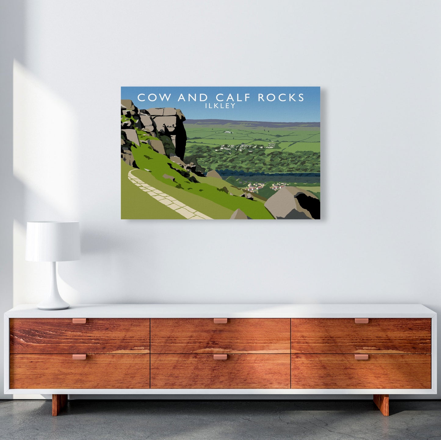 Kuh und Kalb Felsen Ilkley Gerahmter Digitaldruck