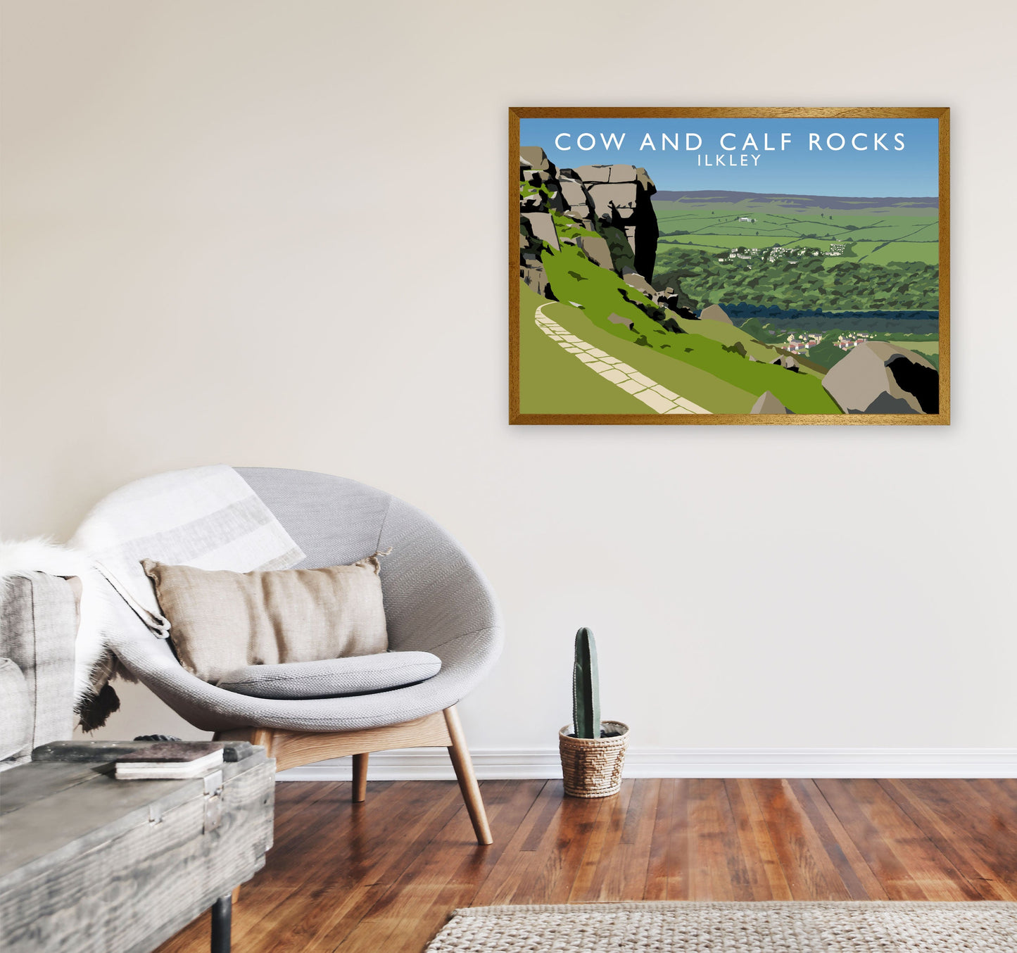 Kuh und Kalb Felsen Ilkley Gerahmter Digitaldruck