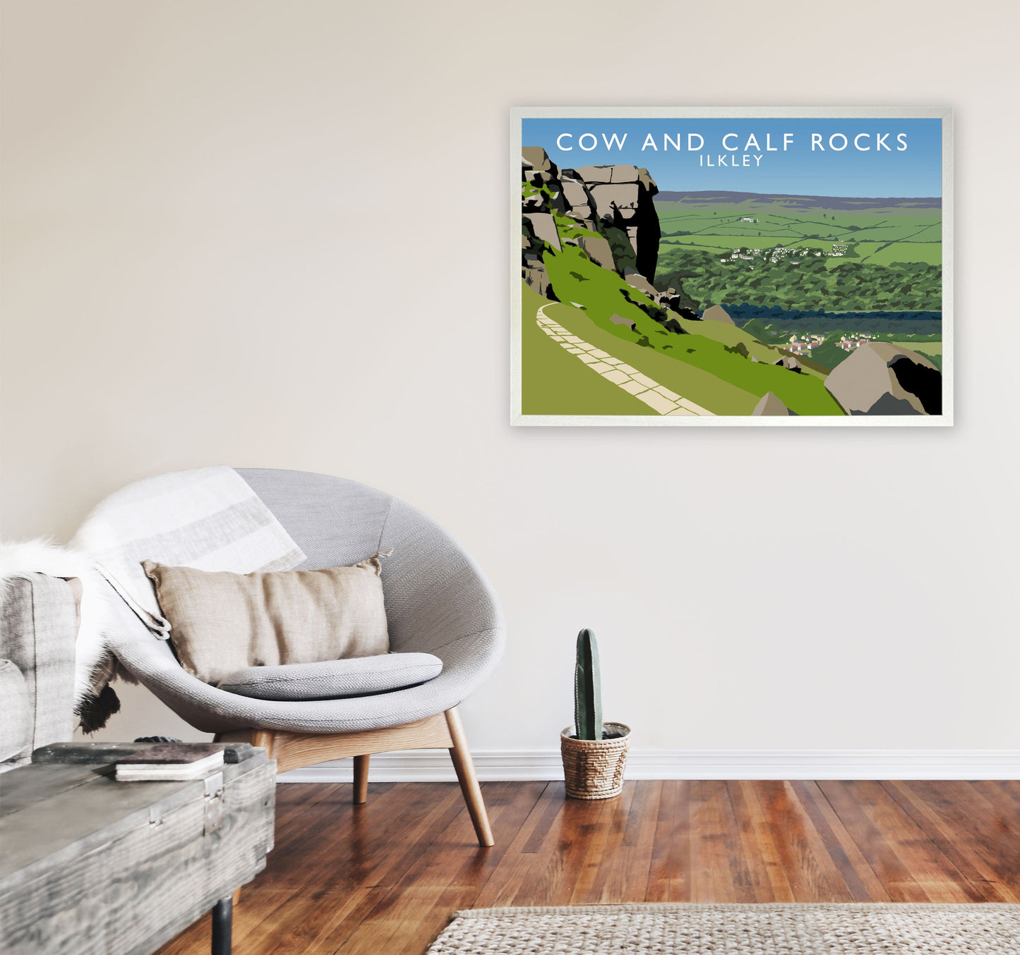 Kuh und Kalb Felsen Ilkley Gerahmter Digitaldruck