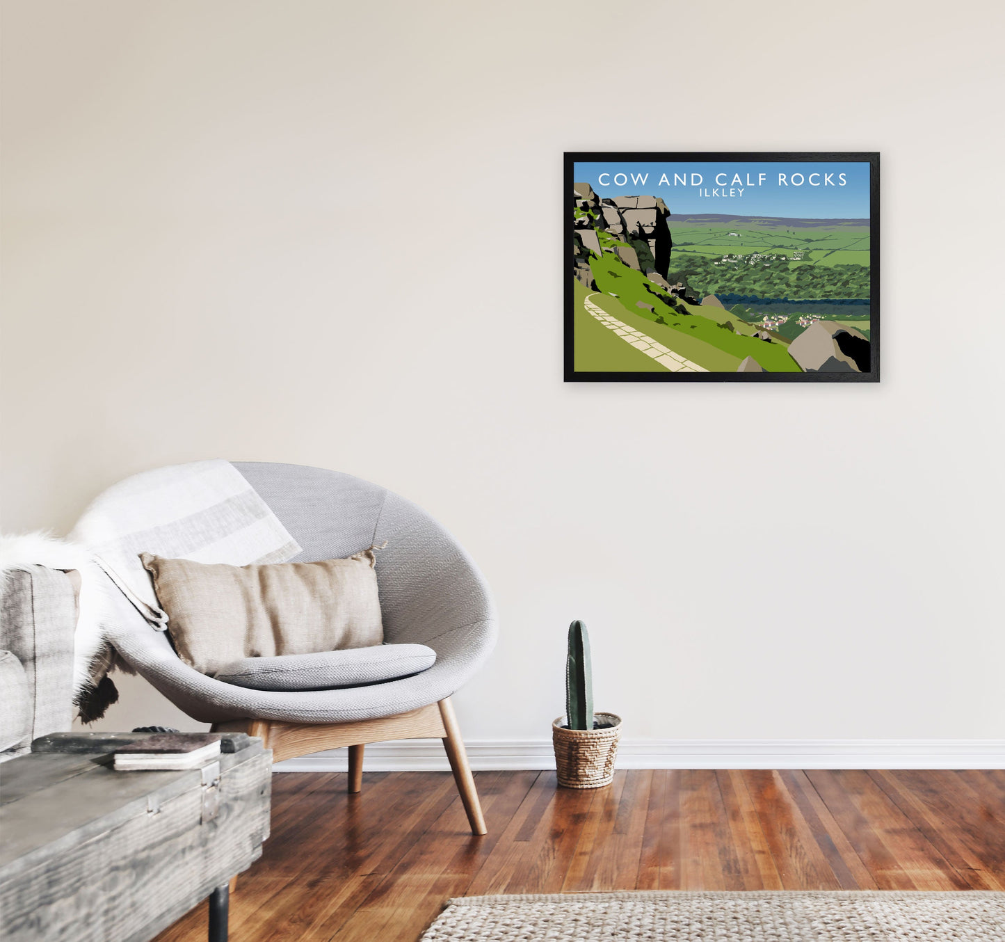 Kuh und Kalb Felsen Ilkley Gerahmter Digitaldruck