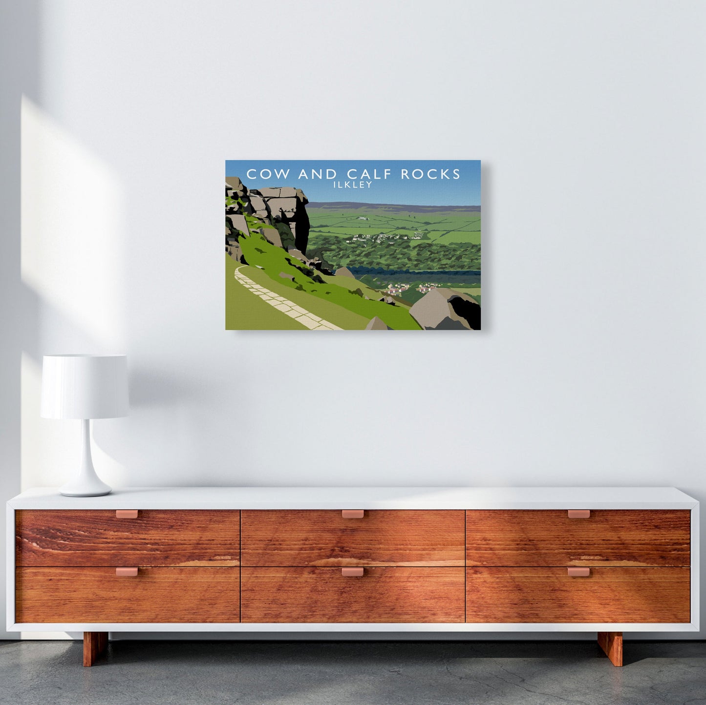 Kuh und Kalb Felsen Ilkley Gerahmter Digitaldruck