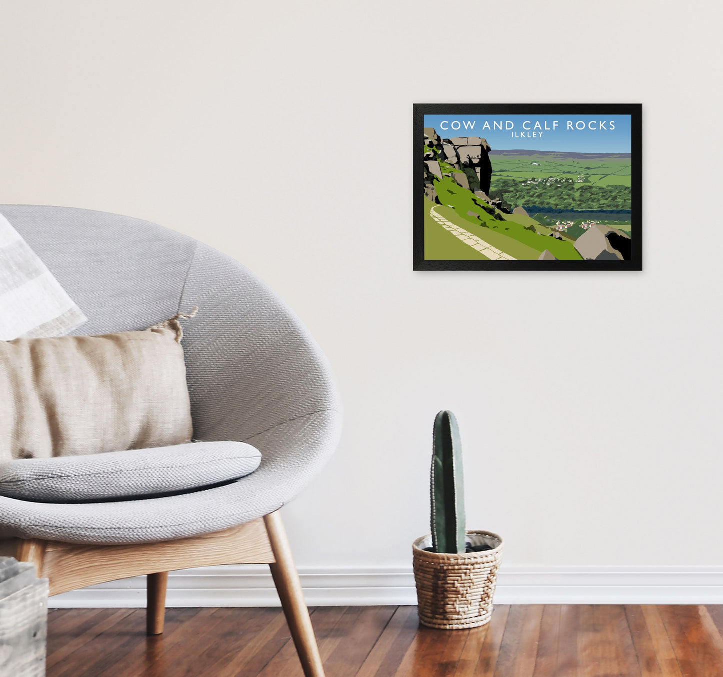 Kuh und Kalb Felsen Ilkley Gerahmter Digitaldruck