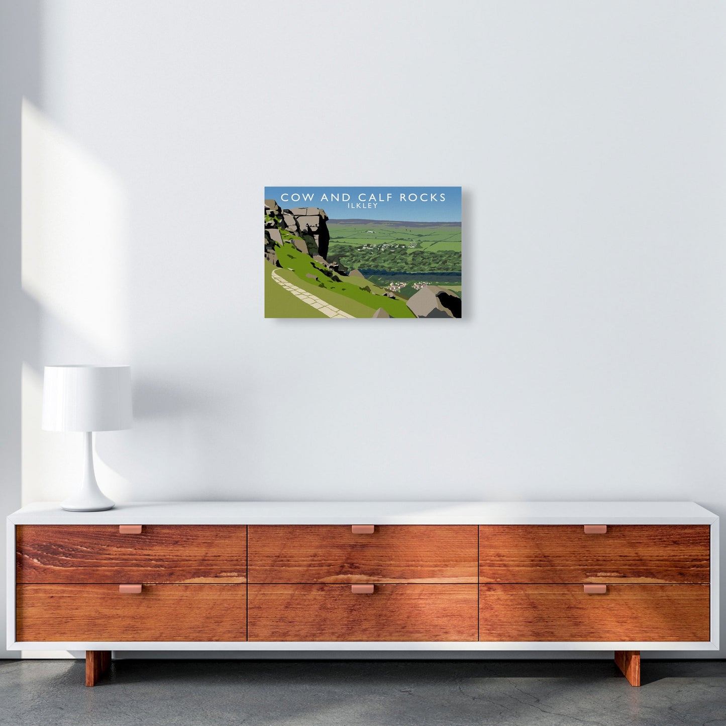 Kuh und Kalb Felsen Ilkley Gerahmter Digitaldruck