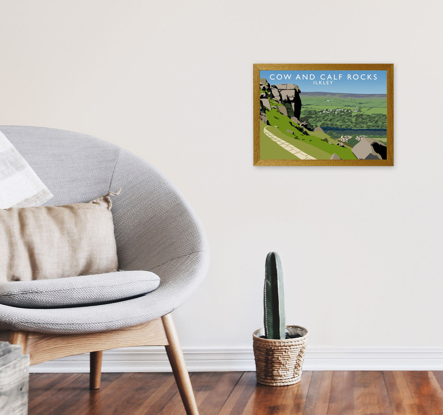 Kuh und Kalb Felsen Ilkley Gerahmter Digitaldruck