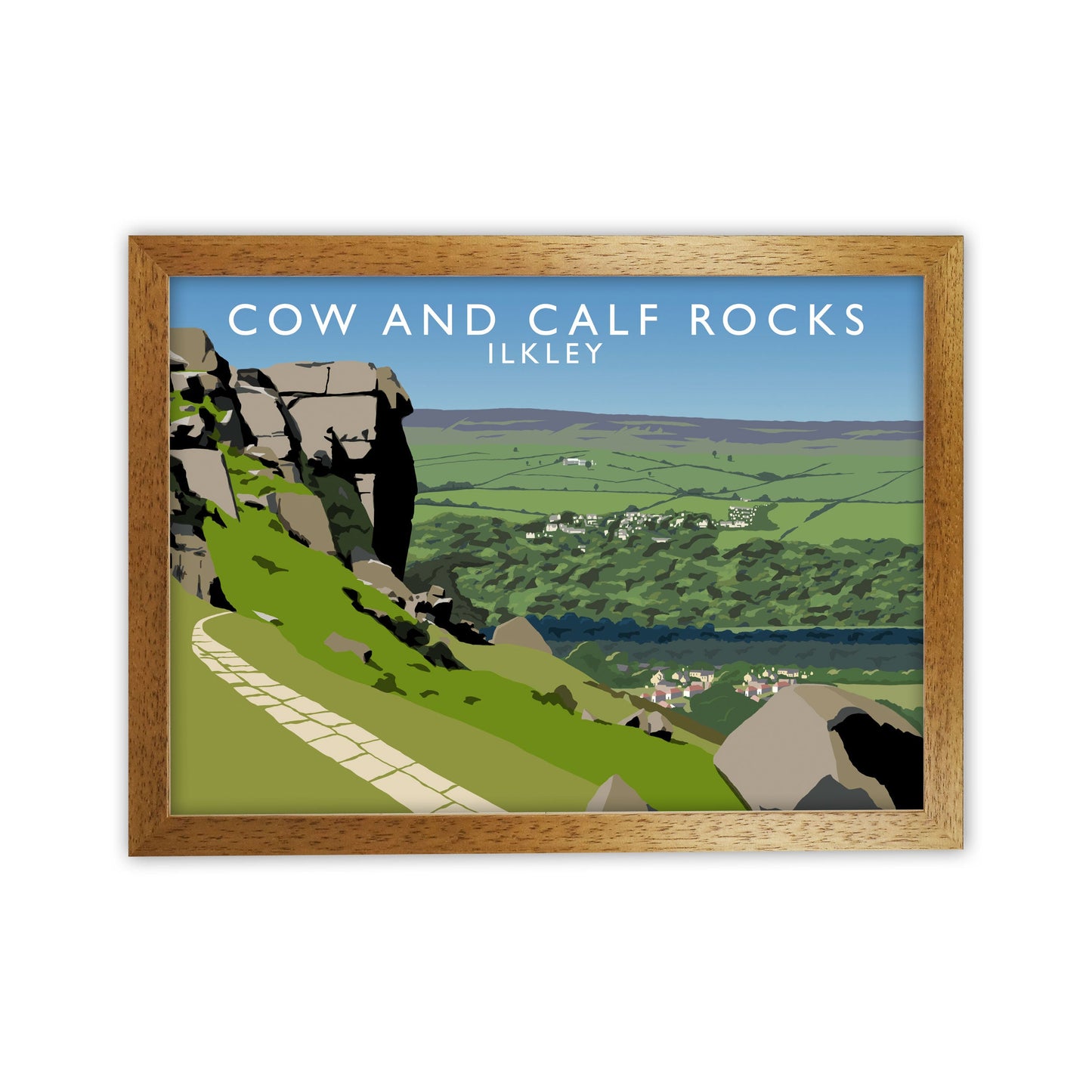 Kuh und Kalb Felsen Ilkley Gerahmter Digitaldruck