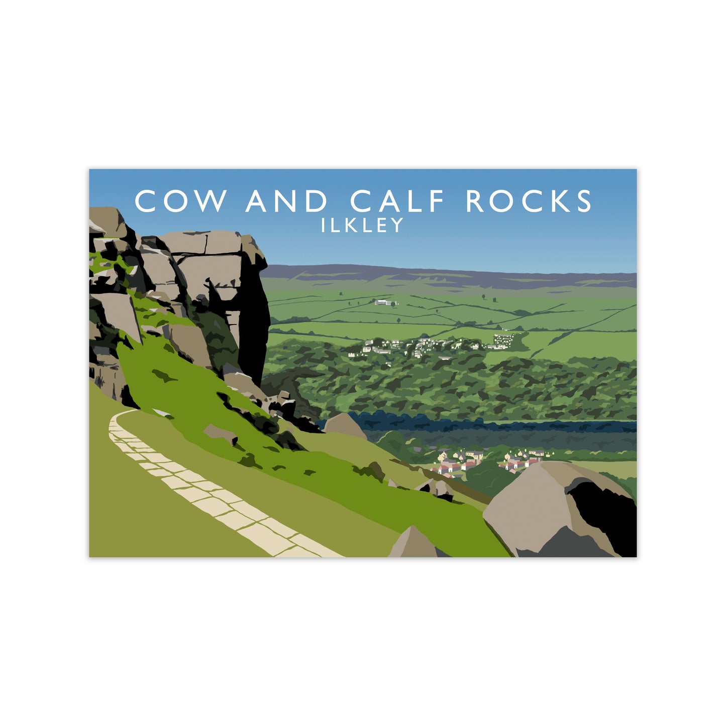 Kuh und Kalb Felsen Ilkley Gerahmter Digitaldruck