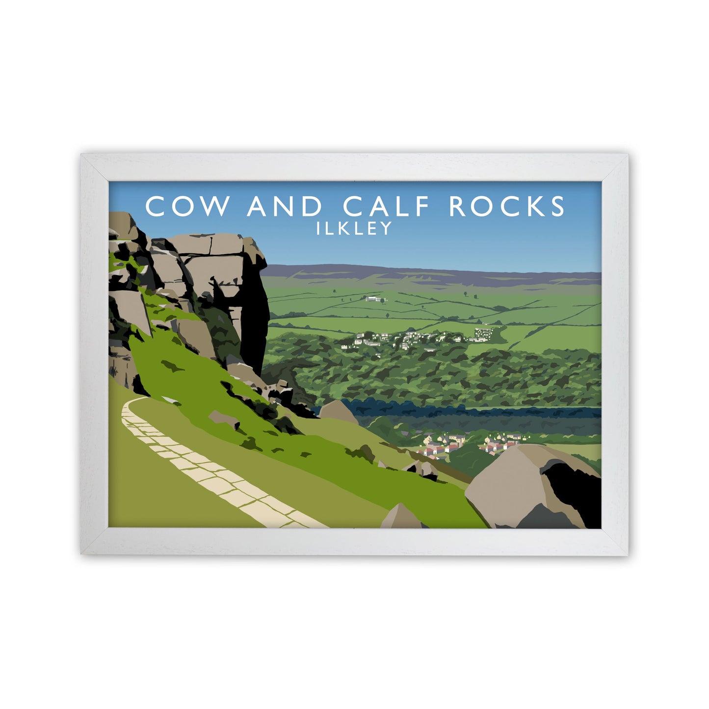 Kuh und Kalb Felsen Ilkley Gerahmter Digitaldruck