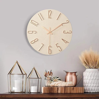 Rahmenlose Wanduhr aus Holz – Nordische Minimalistische Stille Uhr für Modernes Wohndekor