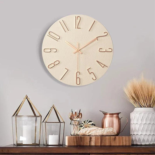 Rahmenlose Wanduhr aus Holz – Nordische Minimalistische Stille Uhr für Modernes Wohndekor