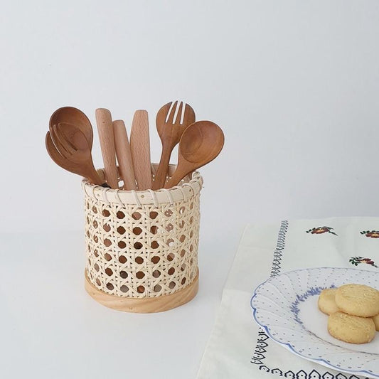 Rattan-Besteck-Organizer