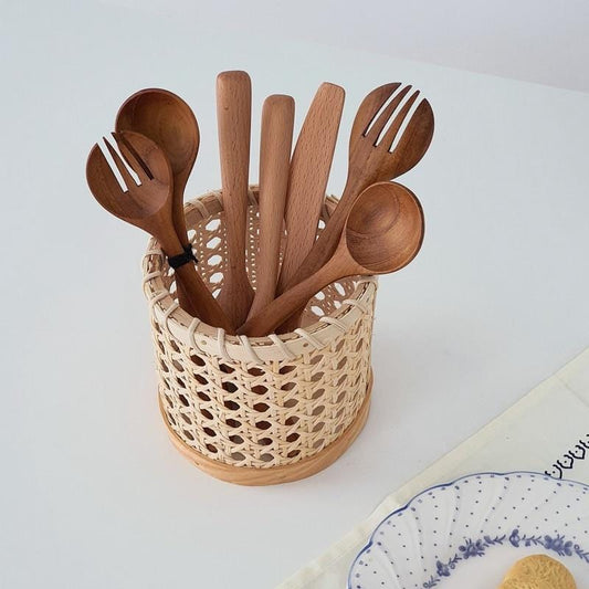 Rattan-Besteck-Organizer