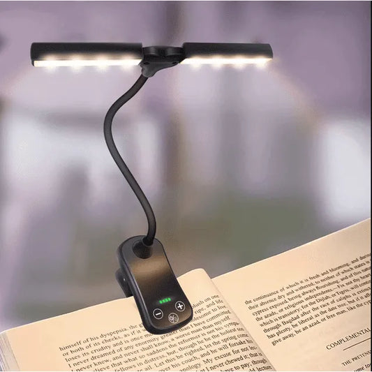 Wiederaufladbare Buchlicht zum Lesen im Bett, 3 Farben & 5 Helligkeitsstufen dimmbare Leselampe mit, 180° verstellbare Mini-Buchlampe zum Clip-On, leicht, augenschonend, schwarz