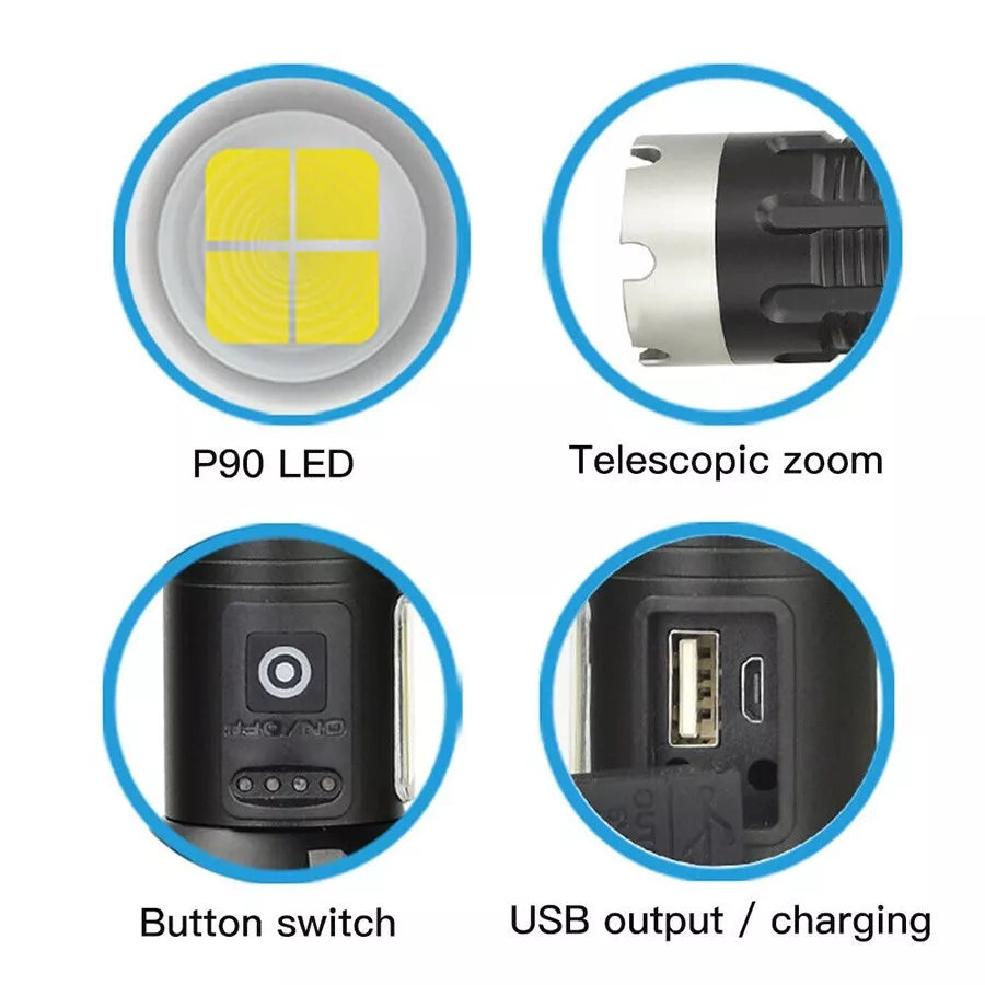Frendorf | 100.000 Lumen Taktische Taschenlampe – Ultra-Hell & Wiederaufladbar