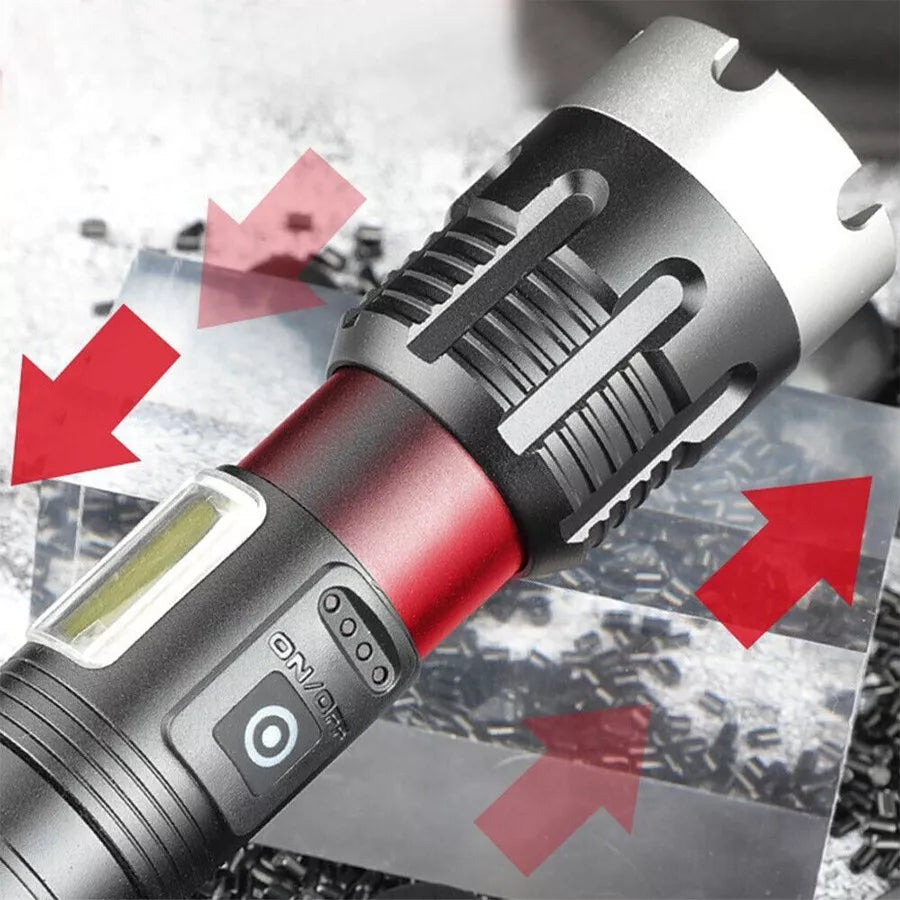 Frendorf | 100.000 Lumen Taktische Taschenlampe – Ultra-Hell & Wiederaufladbar