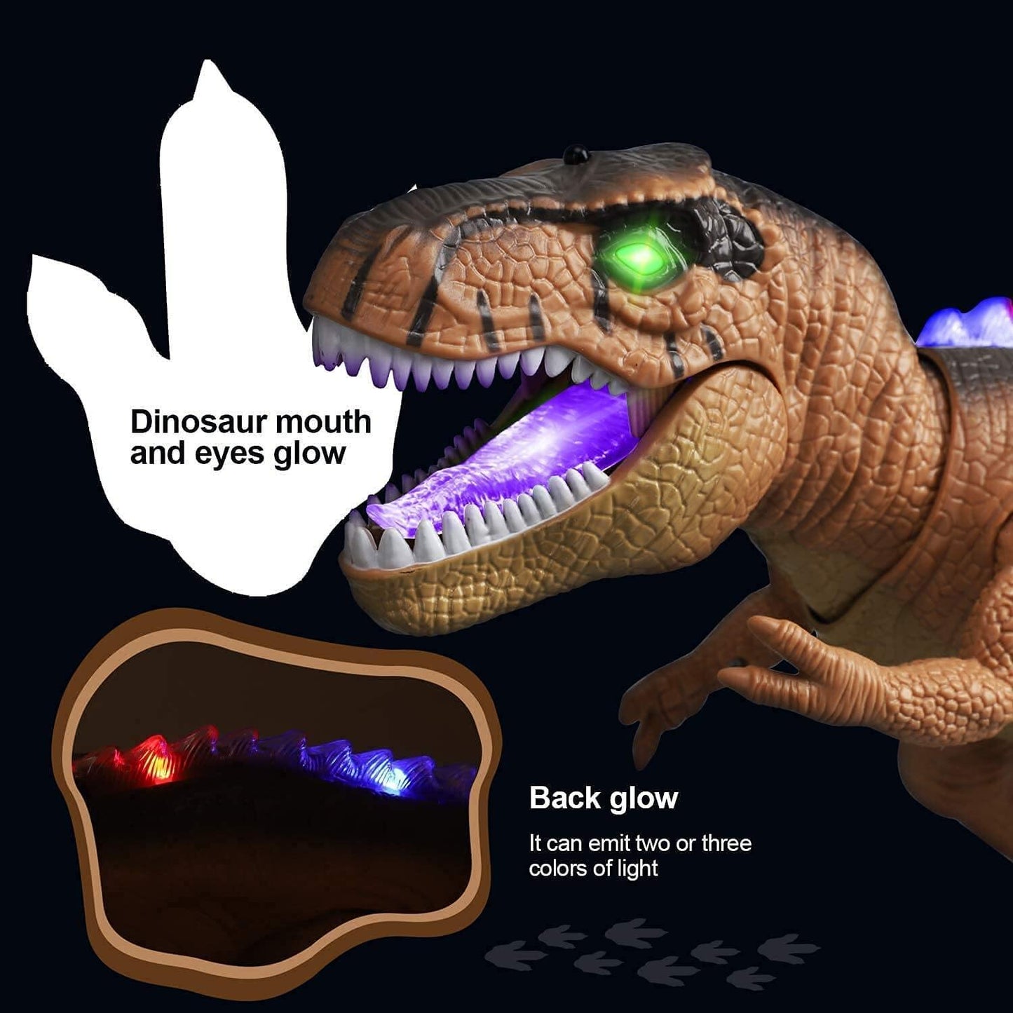Steuern Sie den T-Rex-Dinosaurier mit LED-Beleuchtung