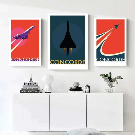 Retro Concorde Flugzeug Poster auf Leinwand