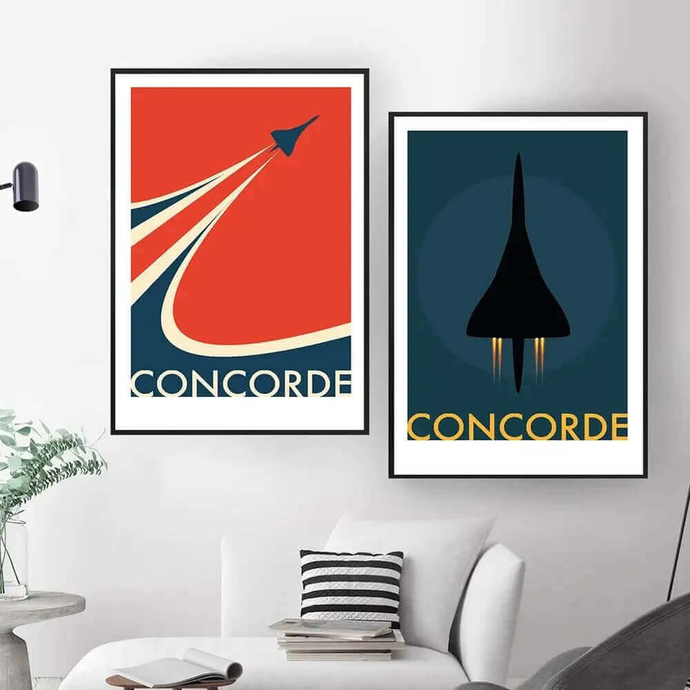 Retro Concorde Flugzeug Poster auf Leinwand