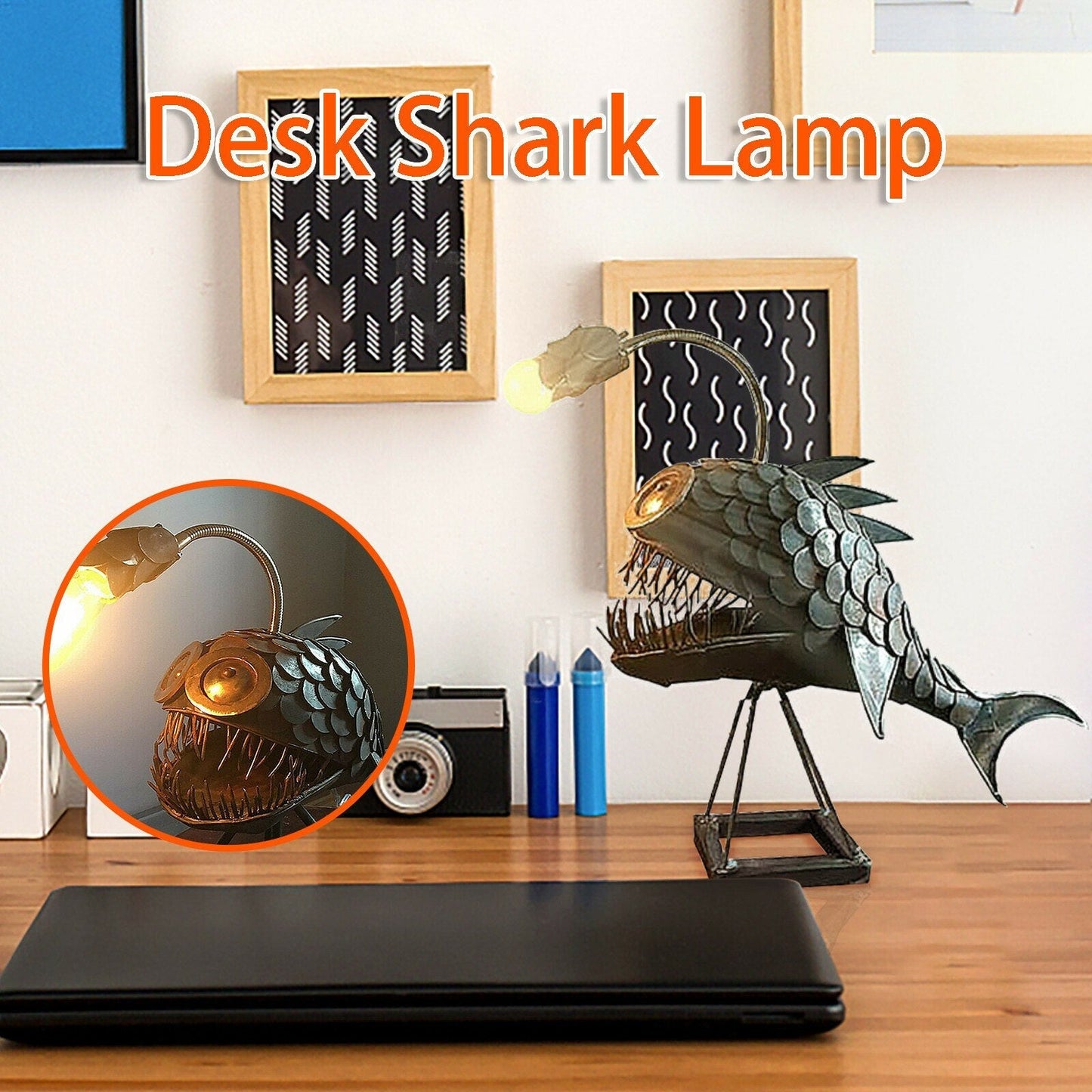 Retro Tischlampe Anglerfischlicht mit flexiblem Lampenkopf Künstlerische Tischlampen für Zuhause Bar Café Wohnkunst Dekorative Ornamente