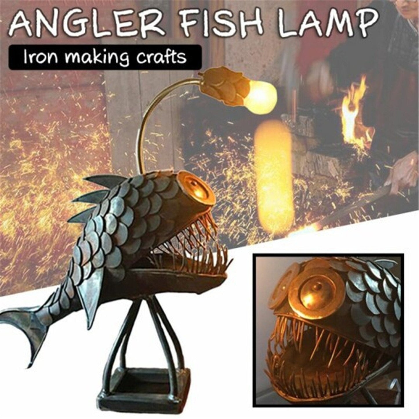Retro Tischlampe Anglerfischlicht mit flexiblem Lampenkopf Künstlerische Tischlampen für Zuhause Bar Café Wohnkunst Dekorative Ornamente