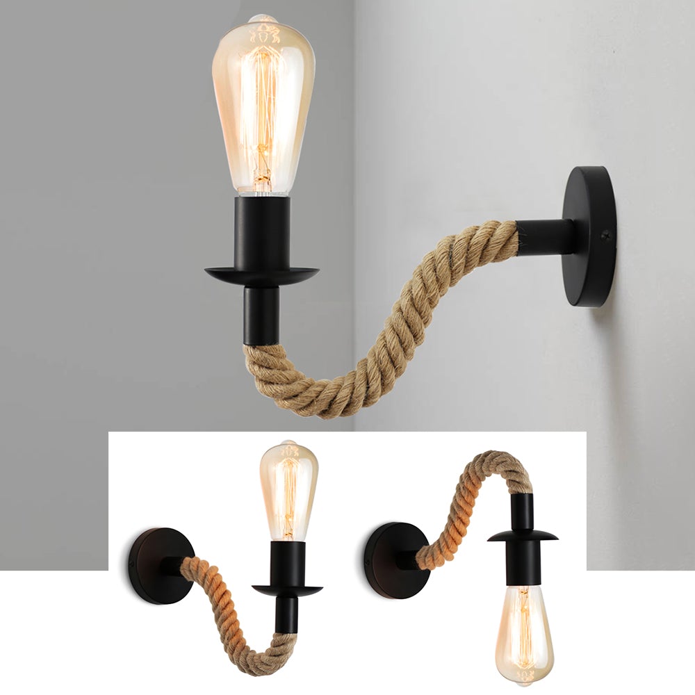 Retro Hanfseil Industrielle Loft Wandlampe