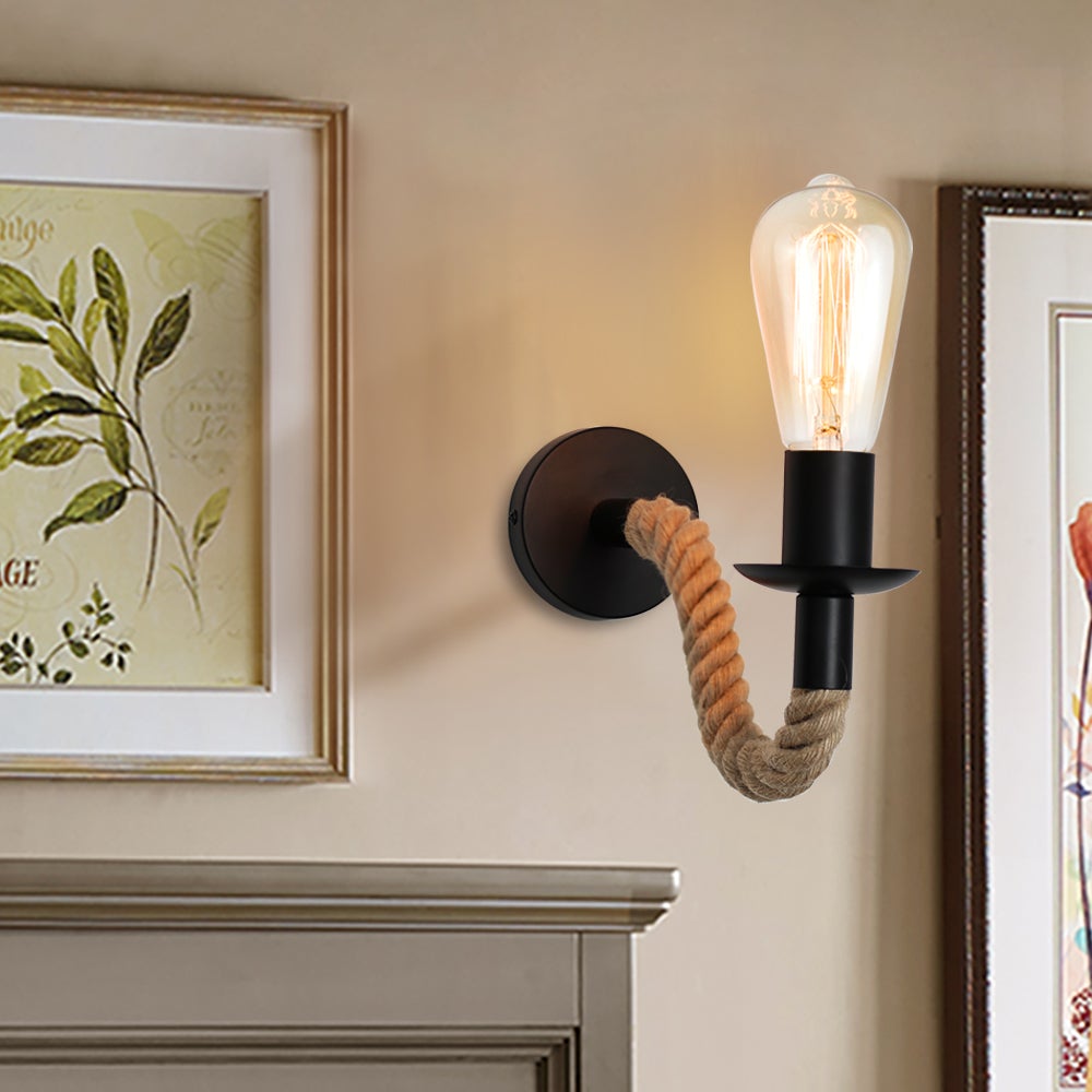 Retro Hanfseil Industrielle Loft Wandlampe