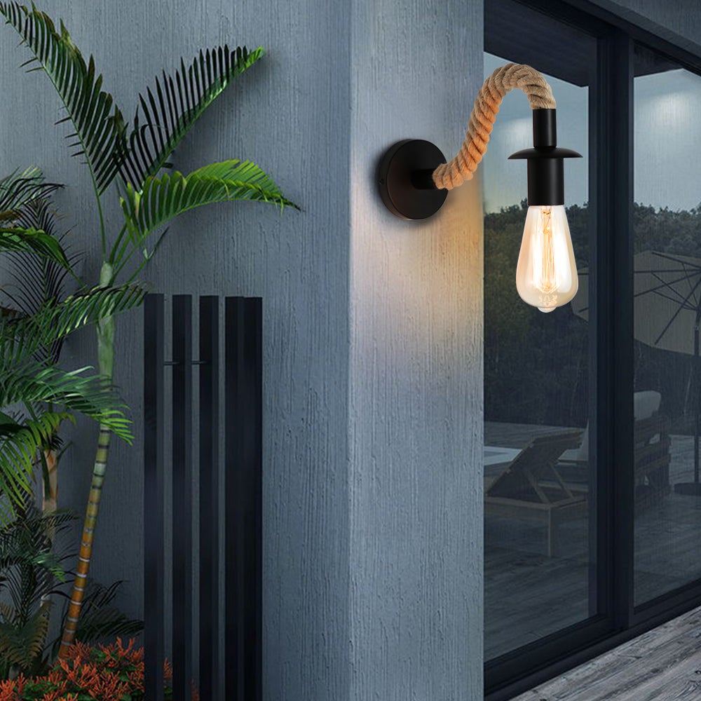 Retro Hanfseil Industrielle Loft Wandlampe
