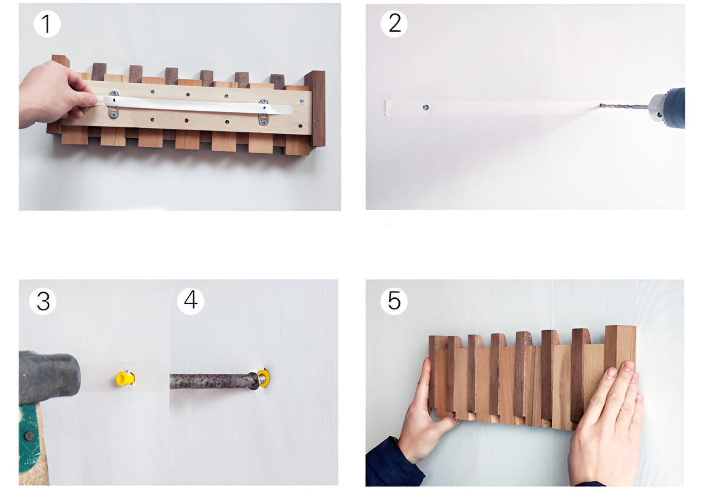 RetroHooks - Holzklavier-Wandregal mit magnetischen Haken