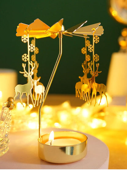 Romantische rotierende Kerzenständer Rotation drehende Karussell Teelichthalter Dinner Weihnachtsfeier Dekoration