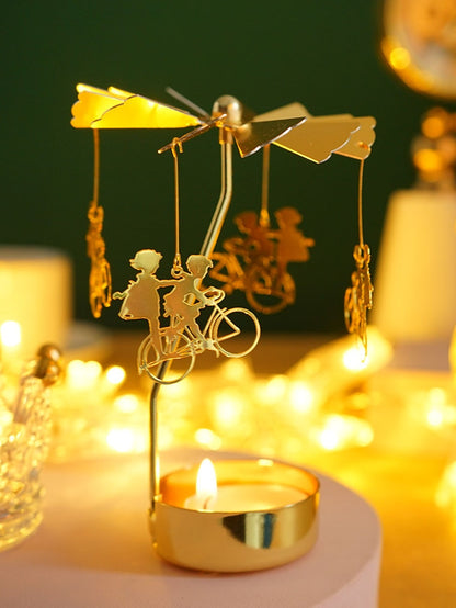 Romantische rotierende Kerzenständer Rotation drehende Karussell Teelichthalter Dinner Weihnachtsfeier Dekoration