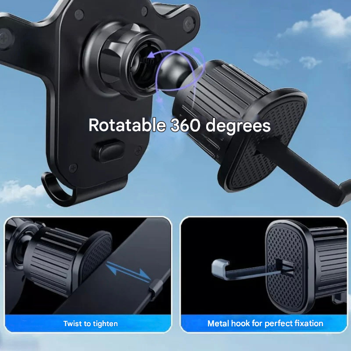 Frendorf | SafeGrip Auto Handyhalter – 360° drehbarer Luftauslasshalter mit Hakenverschluss