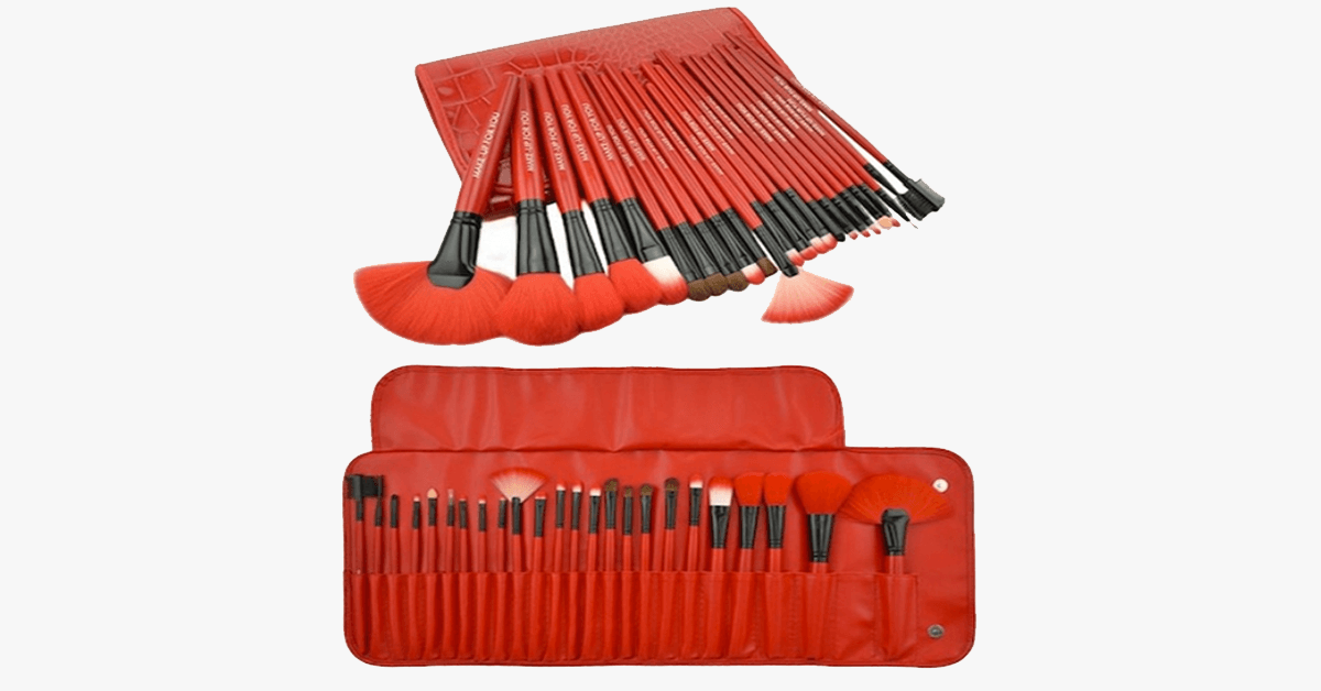 Frendorf | 24-teiliges königliches rotes Make-up-Pinsel-Set