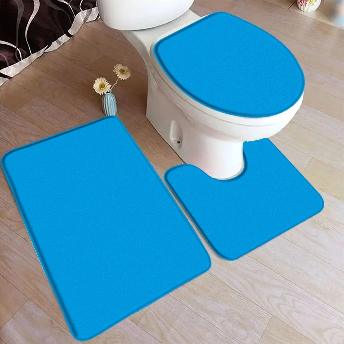 Frendorf | 3-teiliges Badeteppichset aus Flanell mit rutschfester Rückseite