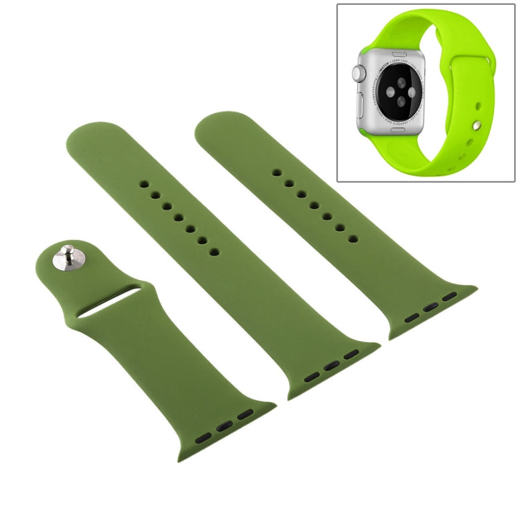 Frendorf | Für Apple Watch Series 10 42mm / 9&8&7 41mm / SE 3&SE 2&6&SE&5&4 40mm / 3&2&1 38mm 3 in 1 Gummi-Uhrenarmband mit Dornschließe (Kieferngrün)