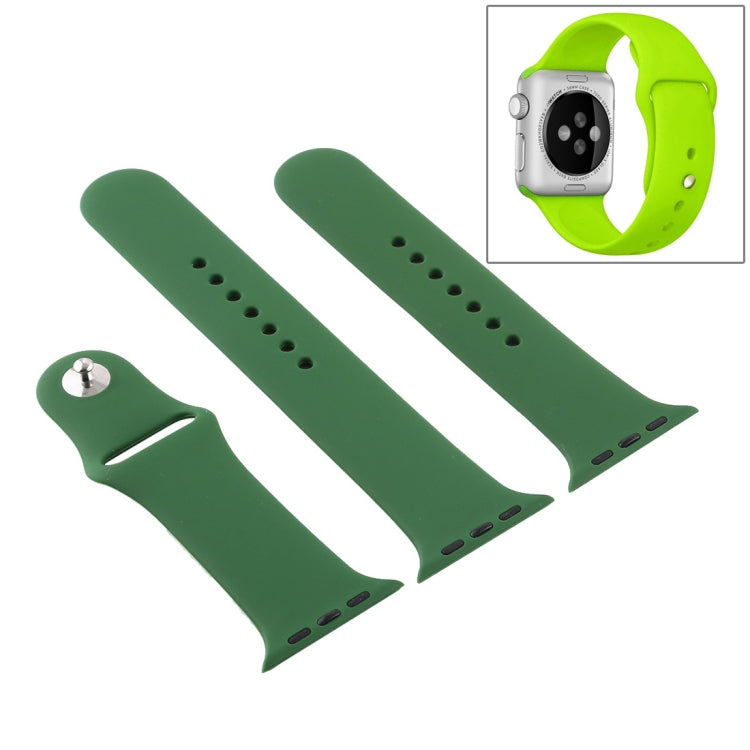 Frendorf | Für Apple Watch Series 10 42 mm / 9&8&7 41 mm / SE 3&SE 2&6&SE&5&4 40 mm / 3&2&1 38 mm 3 in 1 Gummi-Uhrenarmband mit Dornschließe (Waldgrün)
