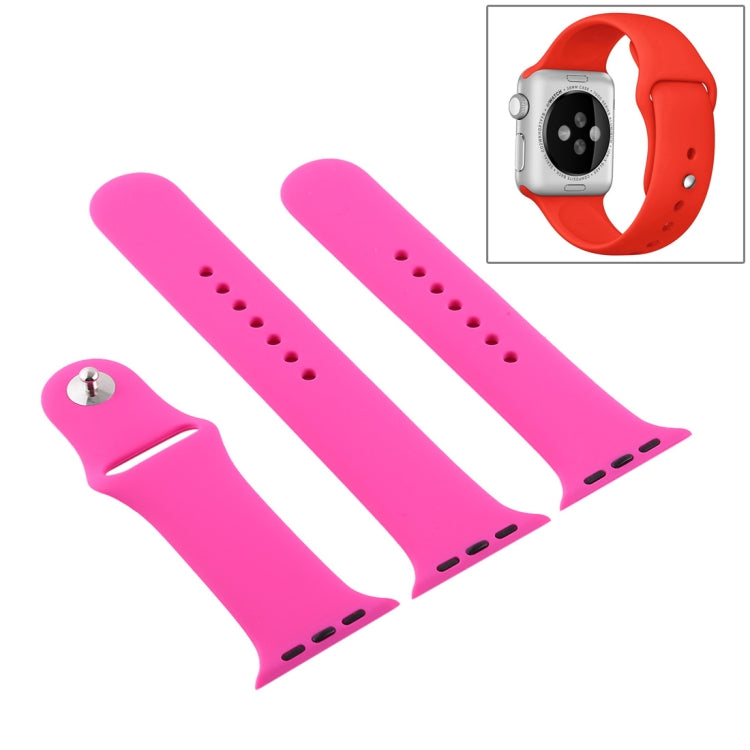 Frendorf | Für Apple Watch Series 10 42mm / 9&8&7 41mm / SE 3&SE 2&6&SE&5&4 40mm / 3&2&1 38mm 3 in 1 Gummi-Uhrenarmband mit Dornschließe (Rosa Rot)