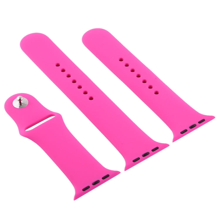 Frendorf | Für Apple Watch Series 10 42mm / 9&8&7 41mm / SE 3&SE 2&6&SE&5&4 40mm / 3&2&1 38mm 3 in 1 Gummi-Uhrenarmband mit Dornschließe (Rosa Rot)