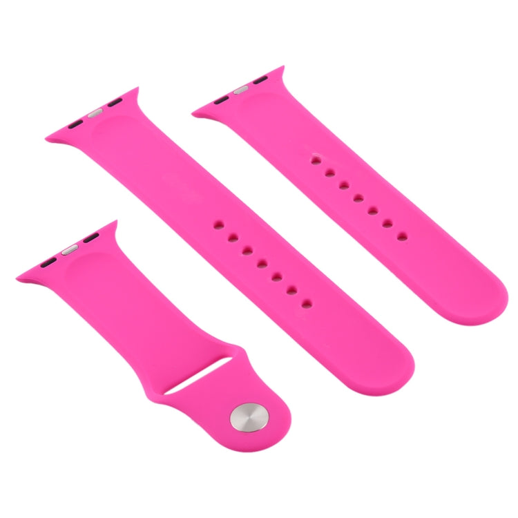 Frendorf | Für Apple Watch Series 10 42mm / 9&8&7 41mm / SE 3&SE 2&6&SE&5&4 40mm / 3&2&1 38mm 3 in 1 Gummi-Uhrenarmband mit Dornschließe (Rosa Rot)