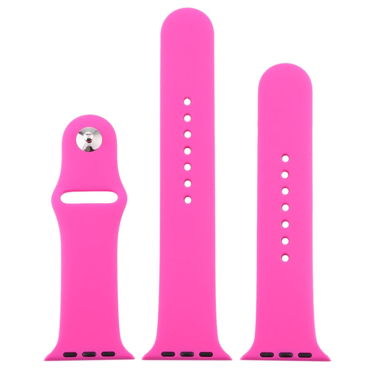 Frendorf | Für Apple Watch Series 10 42mm / 9&8&7 41mm / SE 3&SE 2&6&SE&5&4 40mm / 3&2&1 38mm 3 in 1 Gummi-Uhrenarmband mit Dornschließe (Rosa Rot)