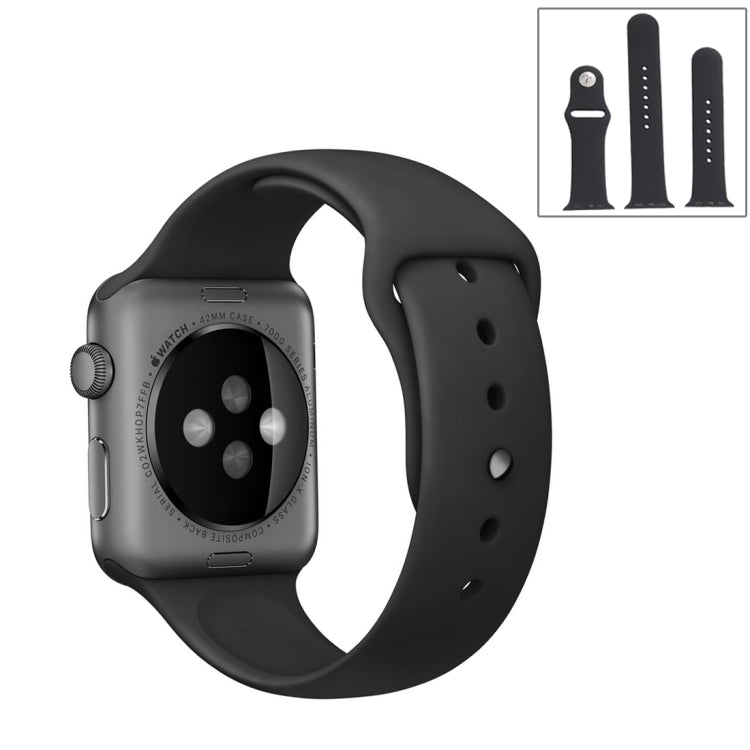 Frendorf | Für Apple Watch Series 10 42mm / 9&8&7 41mm / SE 3&SE 2&6&SE&5&4 40mm / 3&2&1 38mm 3 in 1 Gummi-Uhrband mit Dornschließe (Schwarz)