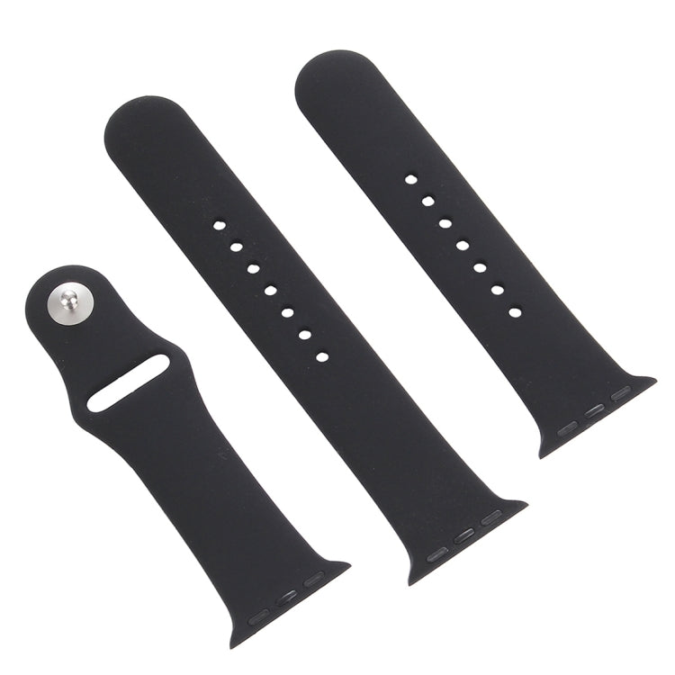 Frendorf | Für Apple Watch Series 10 42mm / 9&8&7 41mm / SE 3&SE 2&6&SE&5&4 40mm / 3&2&1 38mm 3 in 1 Gummi-Uhrband mit Dornschließe (Schwarz)