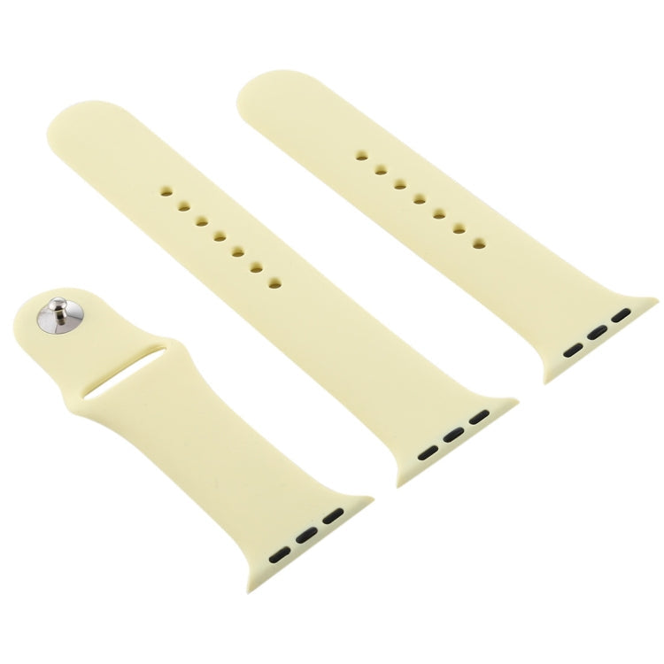Frendorf | Für Apple Watch Series 10 42mm / 9&8&7 41mm / SE 3&SE 2&6&SE&5&4 40mm / 3&2&1 38mm 3 in 1 Gummi-Uhrenarmband mit Schnalle (Creme Gelb)