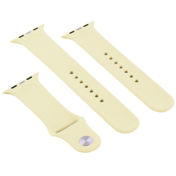 Frendorf | Für Apple Watch Series 10 42mm / 9&8&7 41mm / SE 3&SE 2&6&SE&5&4 40mm / 3&2&1 38mm 3 in 1 Gummi-Uhrenarmband mit Schnalle (Creme Gelb)