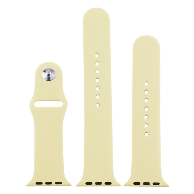 Frendorf | Für Apple Watch Series 10 42mm / 9&8&7 41mm / SE 3&SE 2&6&SE&5&4 40mm / 3&2&1 38mm 3 in 1 Gummi-Uhrenarmband mit Schnalle (Creme Gelb)