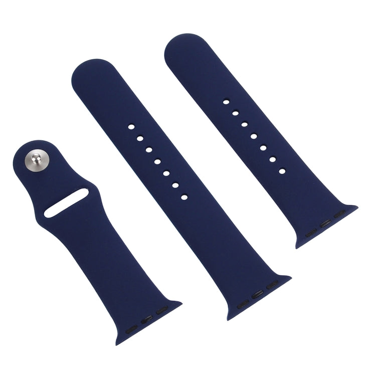 Frendorf | Für Apple Watch Series 10 42mm / 9&8&7 41mm / SE 3&SE 2&6&SE&5&4 40mm / 3&2&1 38mm 3 in 1 Gummi Uhrband mit Steckverschluss (Dunkelblau)