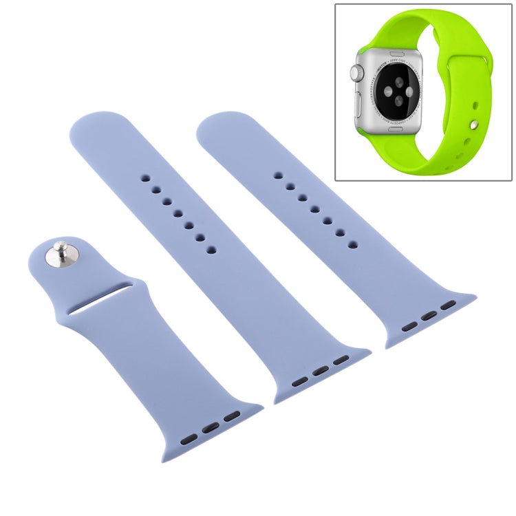 Frendorf | Für Apple Watch Series 10 42mm / 9&8&7 41mm / SE 3&SE 2&6&SE&5&4 40mm / 3&2&1 38mm 3 in 1 Gummi-Uhrenarmband mit Dornschließe (Lavendel Grau)