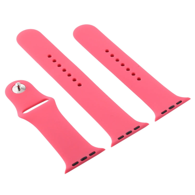 Frendorf | Für Apple Watch Series 10 42mm / 9&8&7 41mm / SE 3&SE 2&6&SE&5&4 40mm / 3&2&1 38mm 3 in 1 Gummi-Uhrenarmband mit Dornschließe (Hibiskus Pink)
